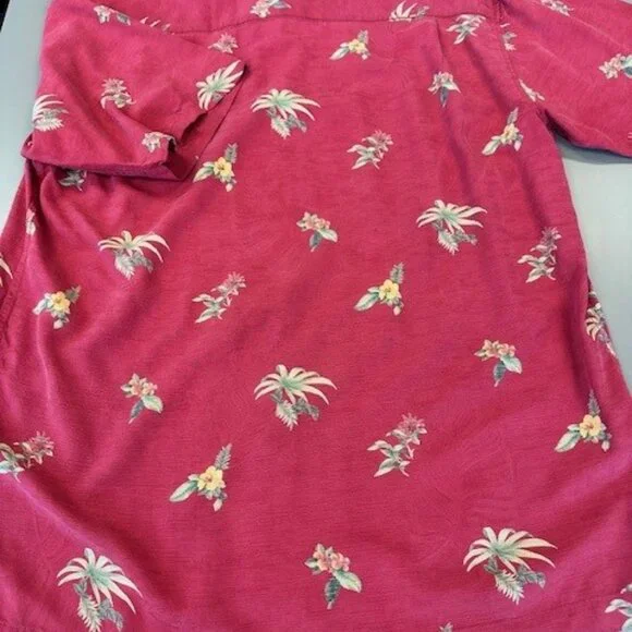 Tommy Bahama 100% Silk Floral Hawaiian Shirt XL Short Sleeve Button Up - Picture 5 of 5